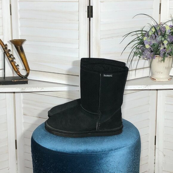 Bearpaw Black Suede Boots Wool Lining Size 8 - Picture 2 of 6